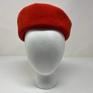Henry Pollak New York - Red Wool Hat | Structured Beret Pillbox | Vintage